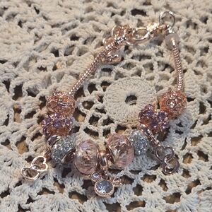 Chic Rose Gold and Pink Charm Bracelet